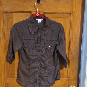Girl Krazy Brown Button Down Shirt